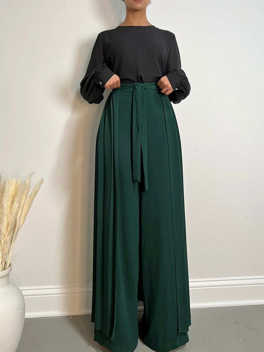 Schattige Plissé Overskirt Broek Set