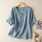 Zachte Gossamer Linnen Blouse met Geschulpte Kraag