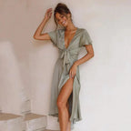 Margret Elegante V-hals midi-jurk 2