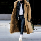 Longline Trenchcoat Heren Pasvorm Oversized Met Shearling