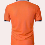 Elegante Oranje Herenpoloshirt Met Contrasterende Kraag En Mouwen
