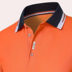 Elegante Oranje Herenpoloshirt Met Contrasterende Kraag En Mouwen