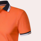 Elegante Oranje Herenpoloshirt Met Contrasterende Kraag En Mouwen
