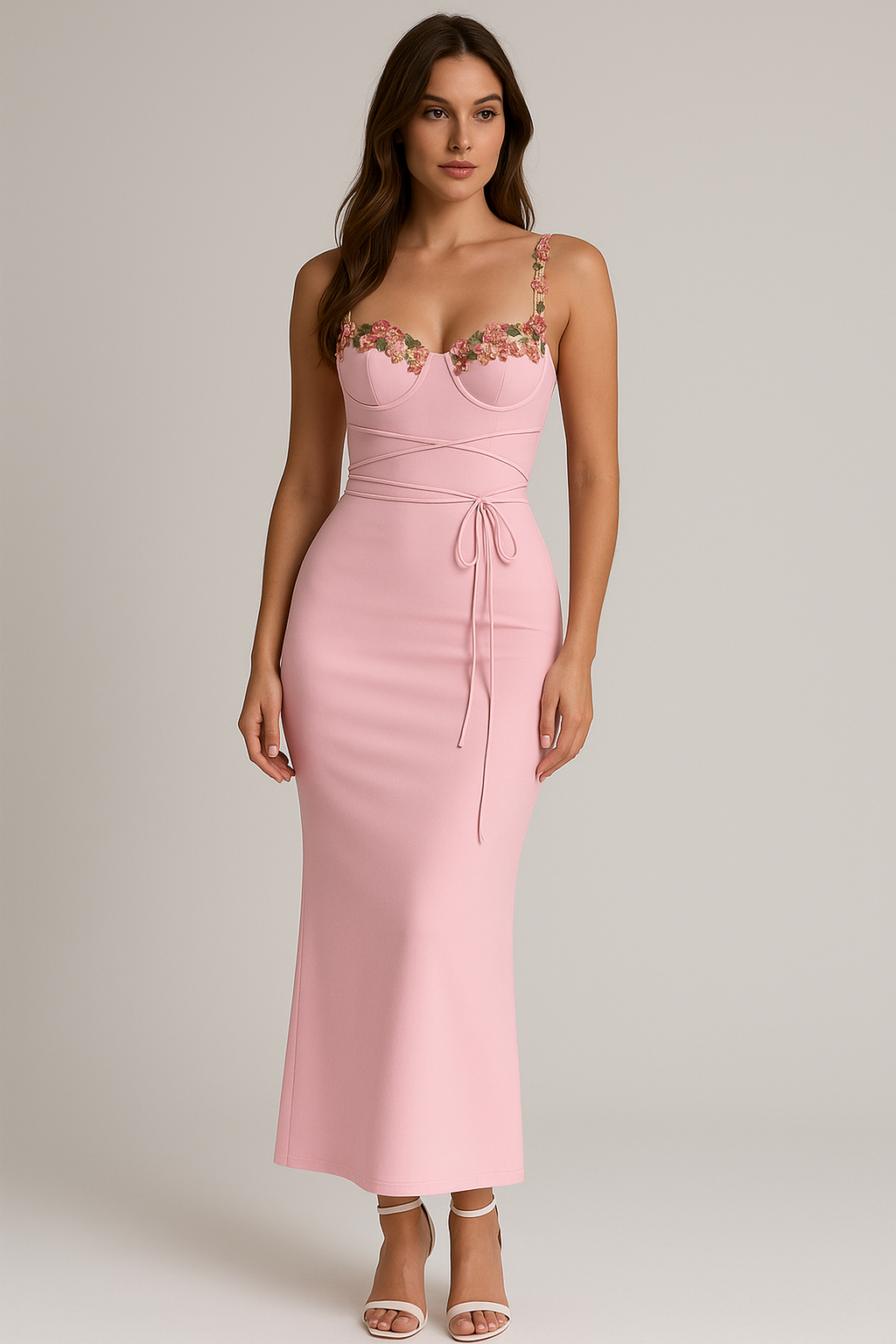 Maxi-jurk met geborduurde bloemen 0