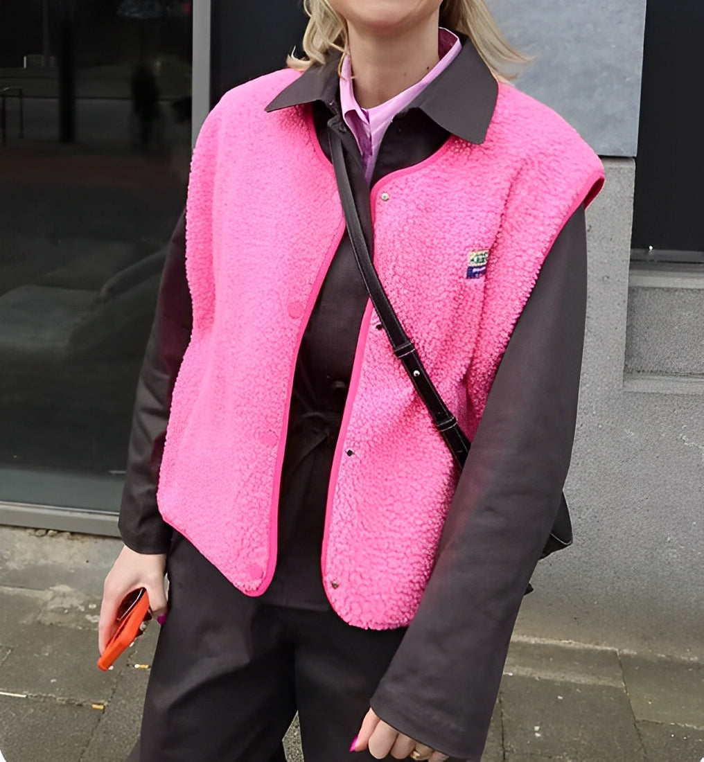 Mouwloos damesvest met drukknopen en ronde hals 2