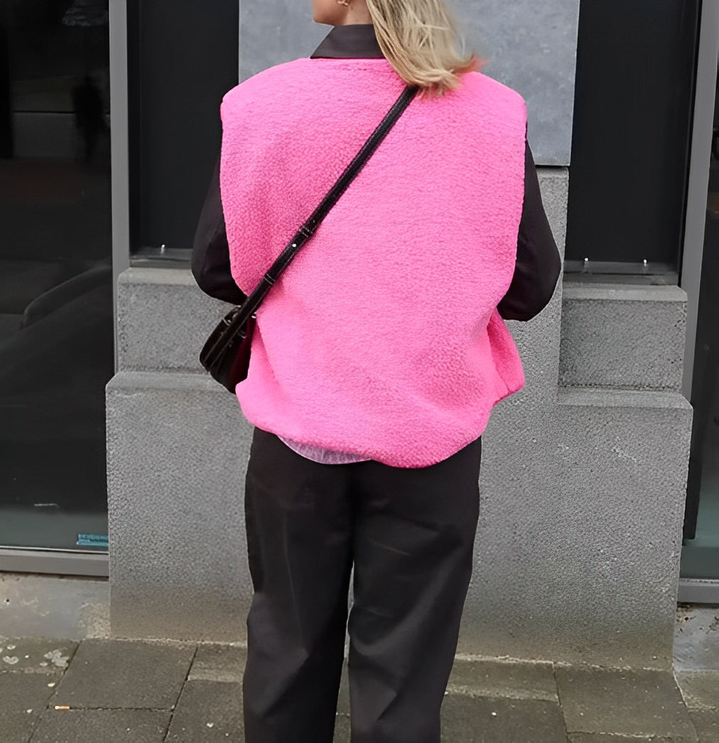 Mouwloos damesvest met drukknopen en ronde hals 7