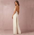 Mouwloze jumpsuit voor dames - Diepe V-hals - Wijde pijpen Elegante pasvorm - Formele kleding 2