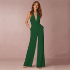 Mouwloze jumpsuit voor dames - Diepe V-hals - Wijde pijpen Elegante pasvorm - Formele kleding 5