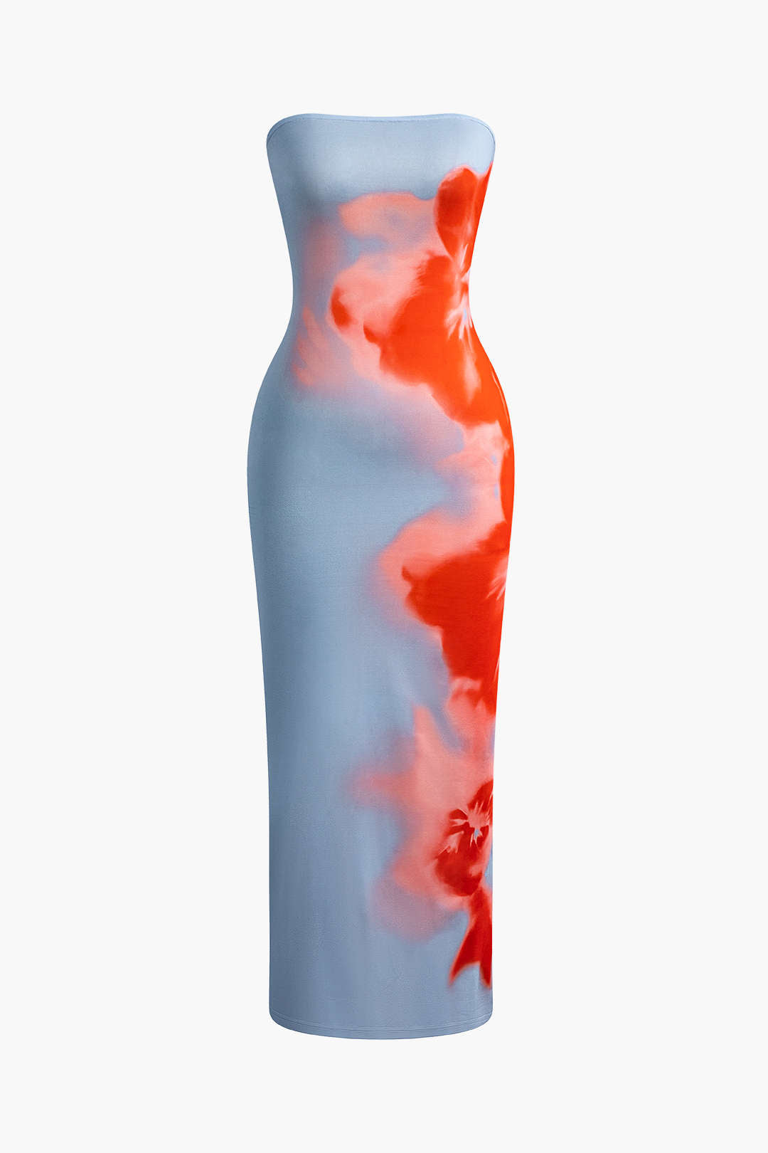 Multikleurige Y2K-bloemenprint maxi-jurk met split 0