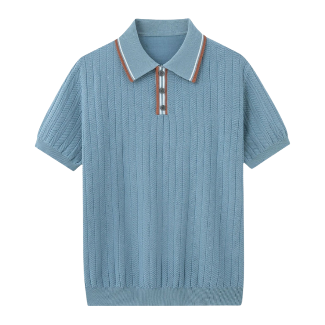 Bali Gebreide Polo Voor Heren Luxe Viscose Polyester Mix Ademend