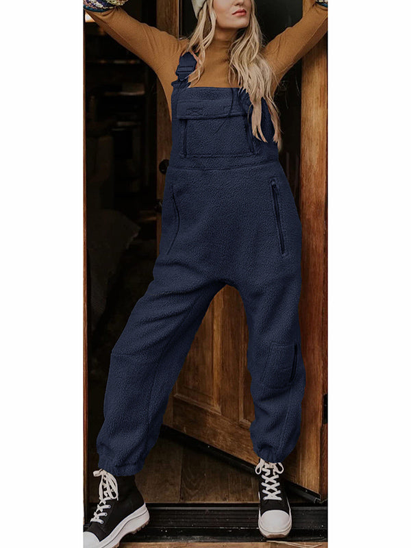 Dames Fleece Thermische Overalls Met Ritszakken