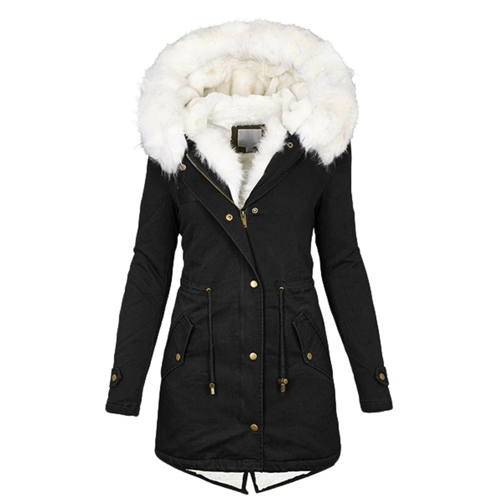 Winterjas Met Capuchon En Knopdetail Fleece Gevoerd - Winterjas Dames