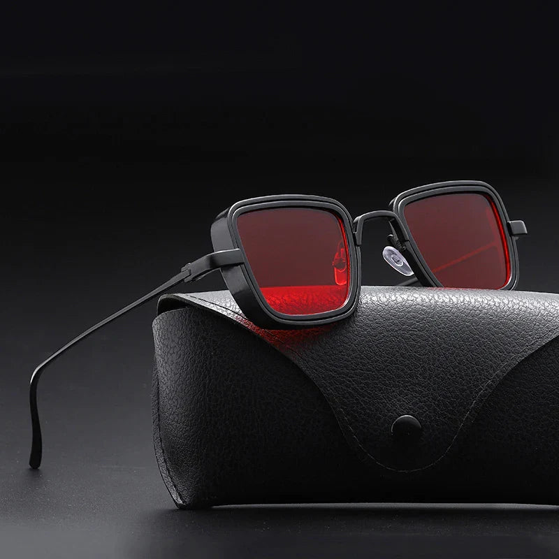 Ricco Milano Retro Vierkante Zonnebril met UV400 Bescherming en Goudmetaal Montuur voor Modebewuste Dames en Heren