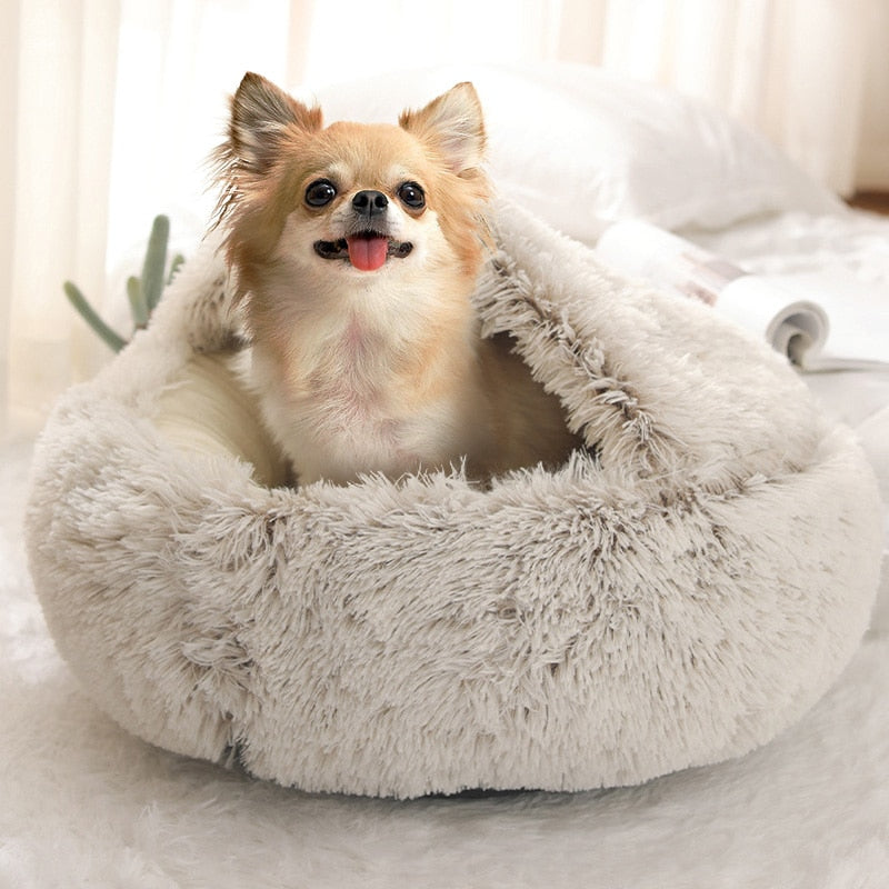 Ronde Pluche Kalmerende Honden/Katten Cave Bed