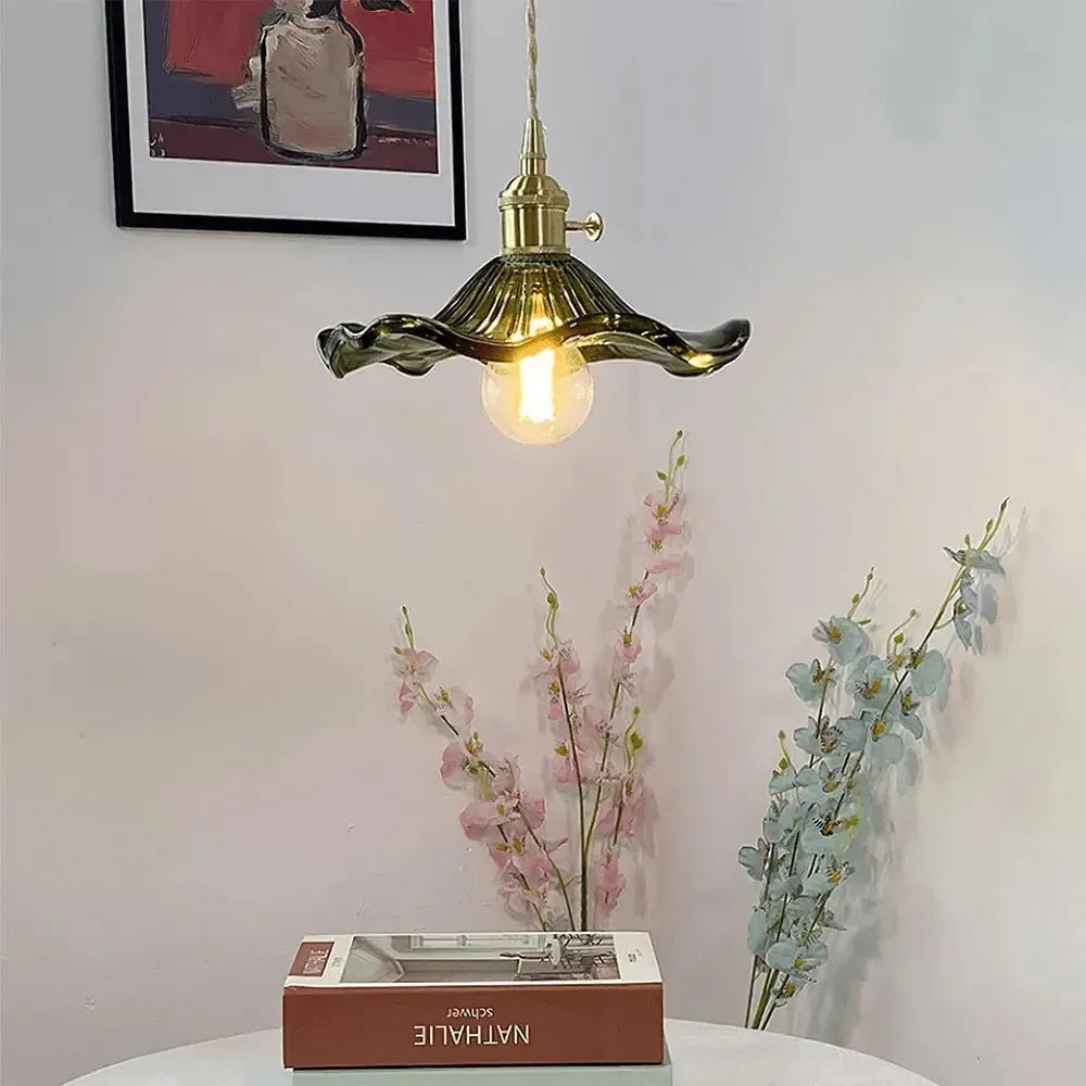 Hanglamp Glas Met Bloemrijke Ontwerp Led Pendelarmatuur