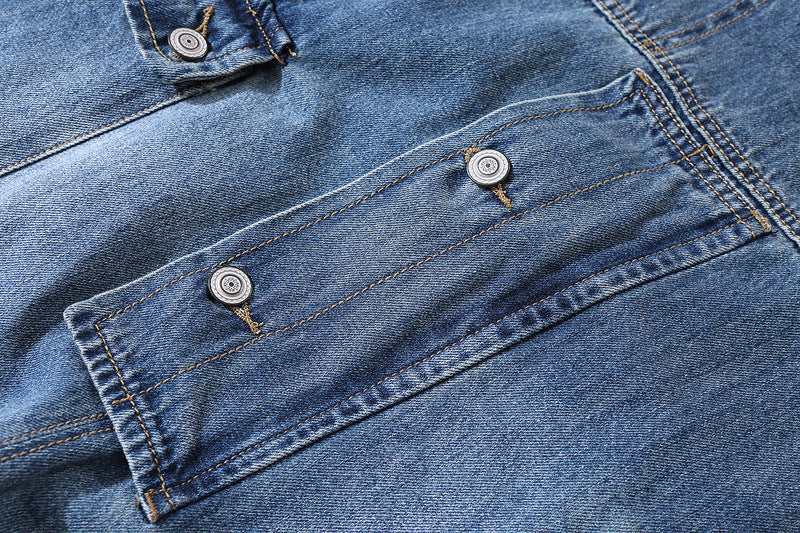 Versleten Denim Draagriemen Multi-Pocket Overalls