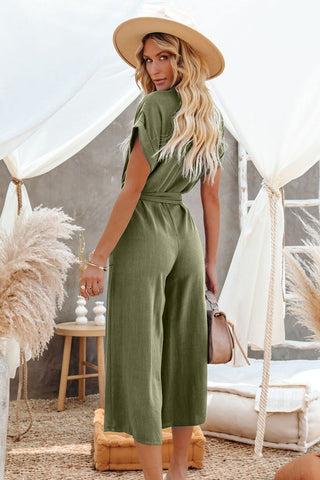 Losse Casual V-hals Tasje Jumpsuit