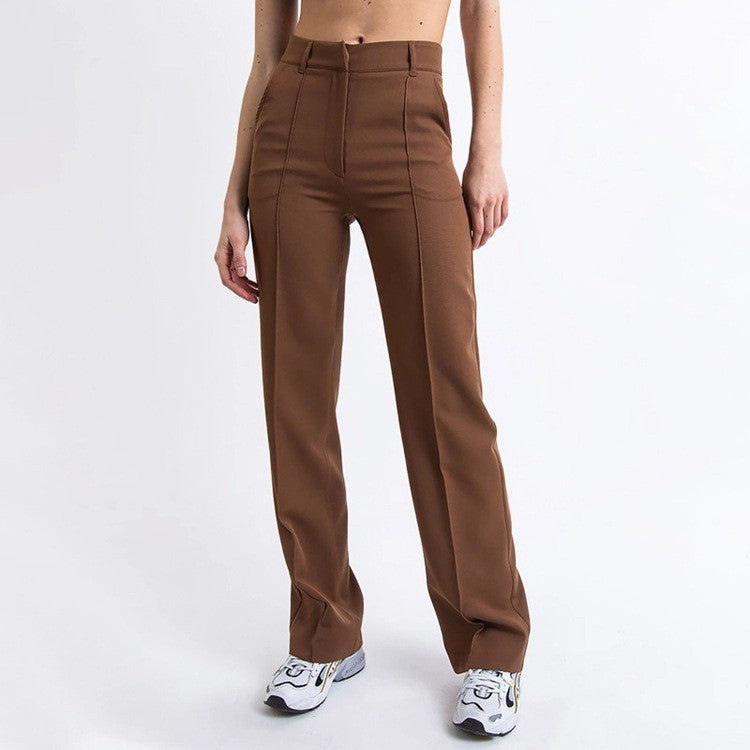 Dames Broek - High Waist - Wijde Pijpen - Met Zakken - Comfortabele Pasvorm