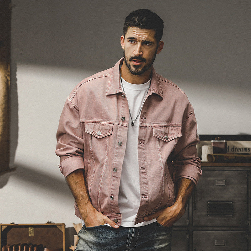 Heren Denim Jas Relaxed Fit Met Knoopsluiting En Borstzakken Heuplengte Casual Voor Dagtijd En Avondgebruik