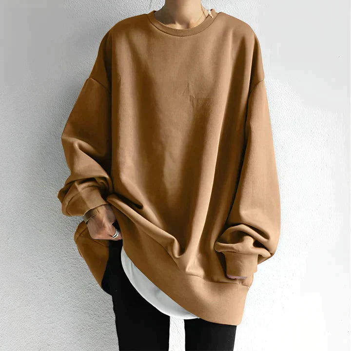 Dames Oversized Ronde Hals Sweatshirt Voor Lange Mouwen