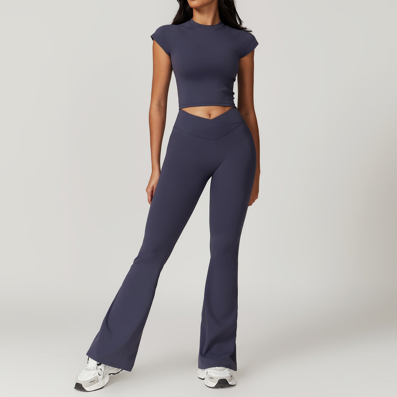 Twee-delige Crop Top en Flare Pant Leggings Set