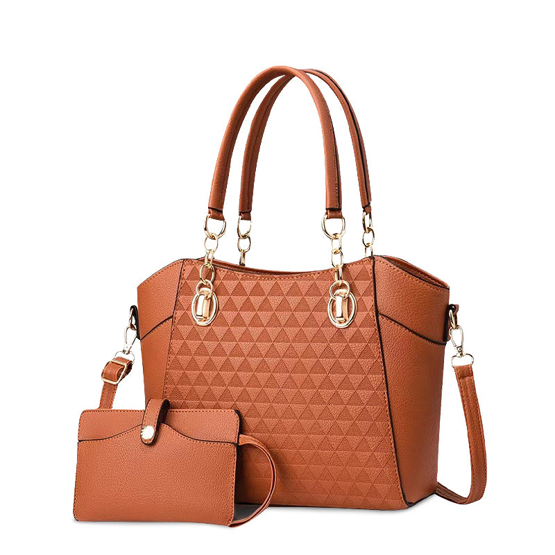 De Andrea Tote Bag Vegan Leren Handtasje met Gouden Hardware en Verstelbare Binnenvakken