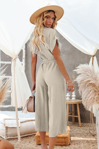 Losse Casual V-hals Tasje Jumpsuit