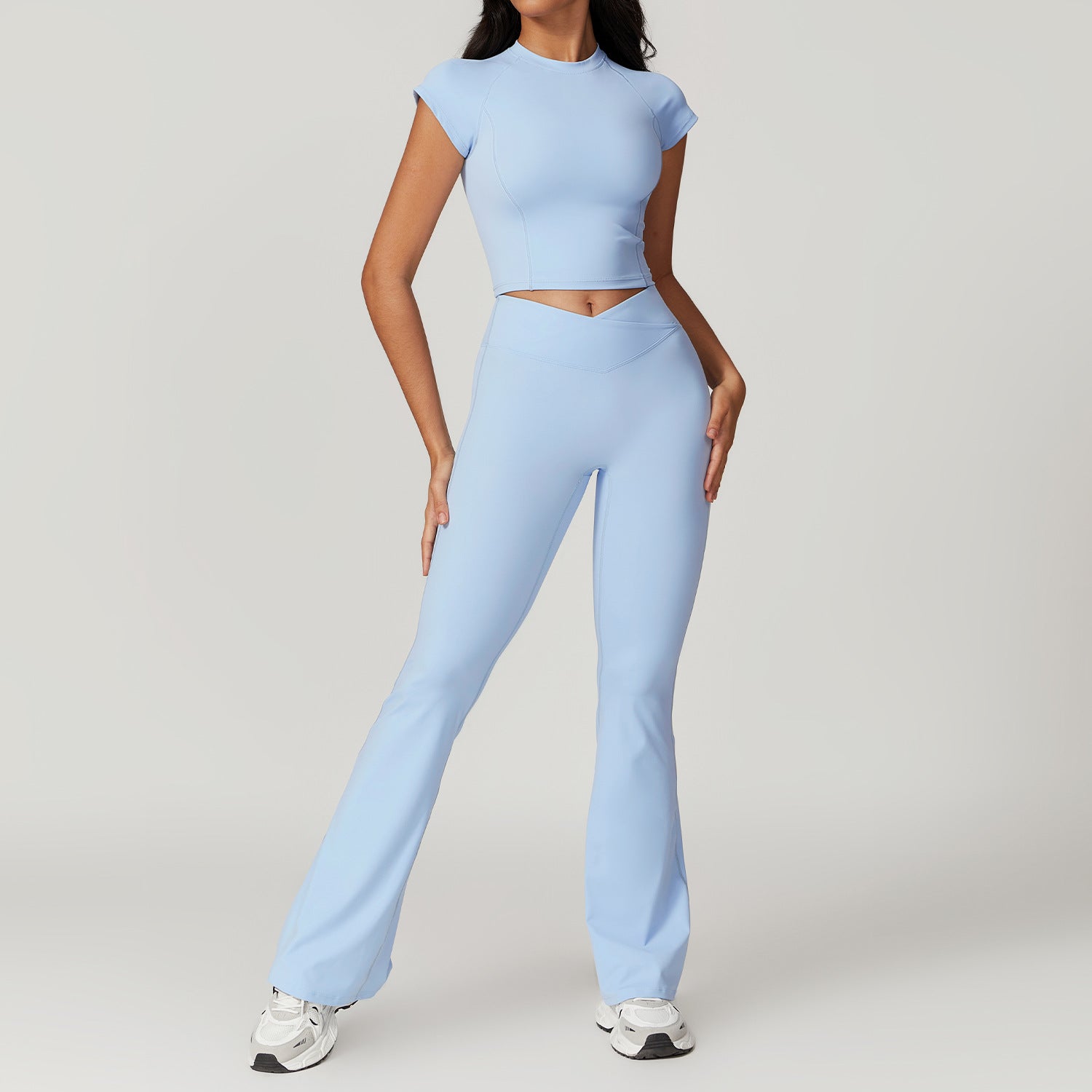Twee-delige Crop Top en Flare Pant Leggings Set