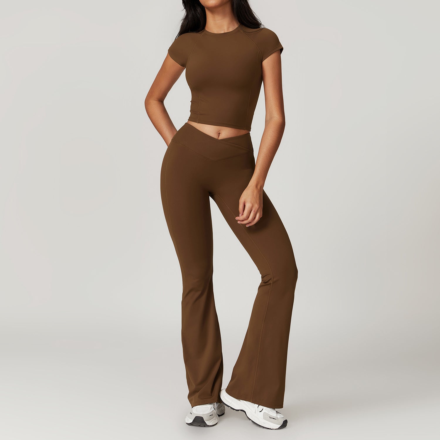 Twee-delige Crop Top en Flare Pant Leggings Set