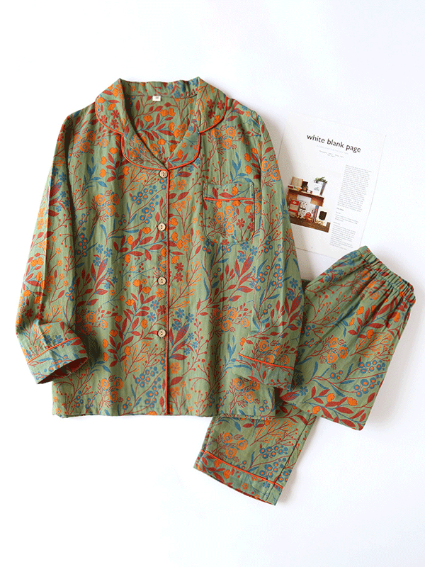 Luna Elegante Bloemenprint Pyjama Set voor Dames Nachtkleding