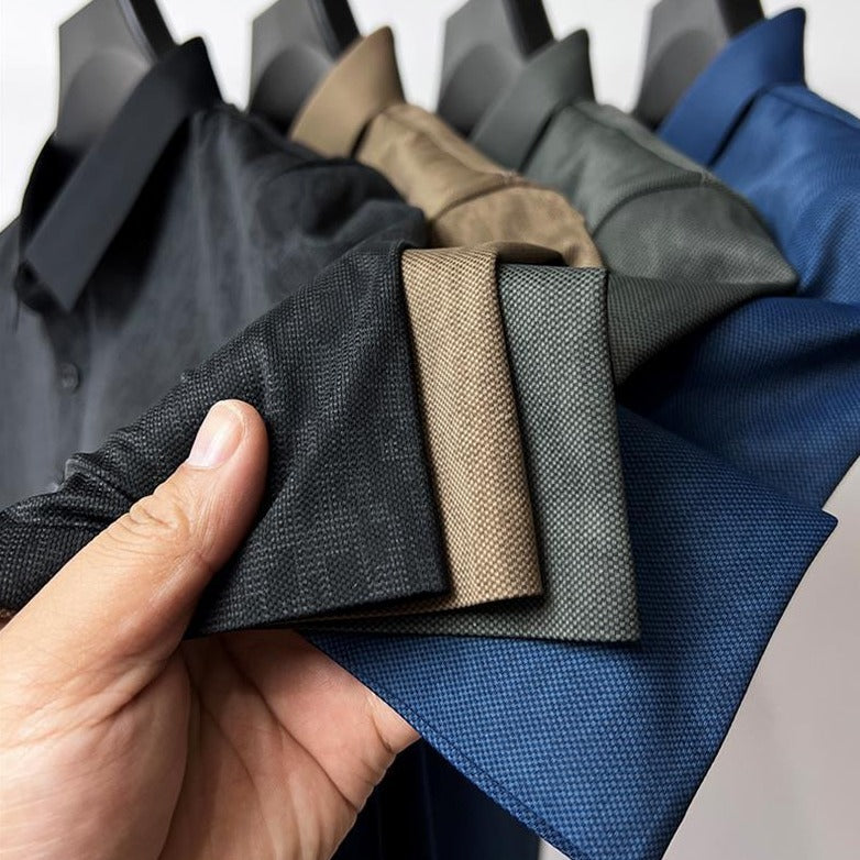 Heren Poloshirt Blauw M Katoen Subtiele Textuur-2