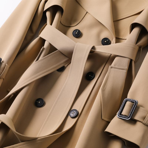 Dames Dubbele Knoop Trenchcoat Polyester Overgangsseizoen