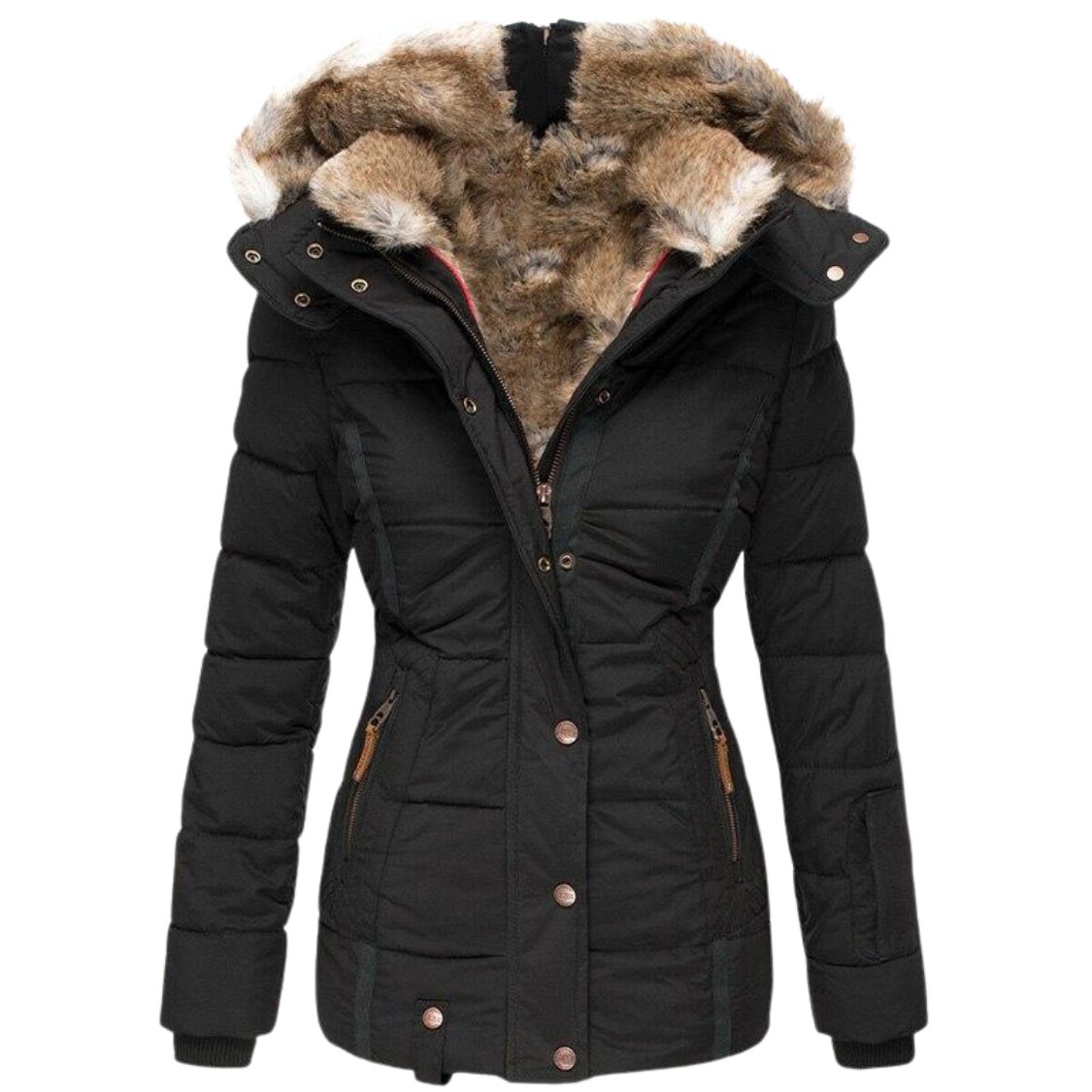 Winterjack Dames Slimfit Zacht Bontfutter Warm Comfort - Winterjas Dames