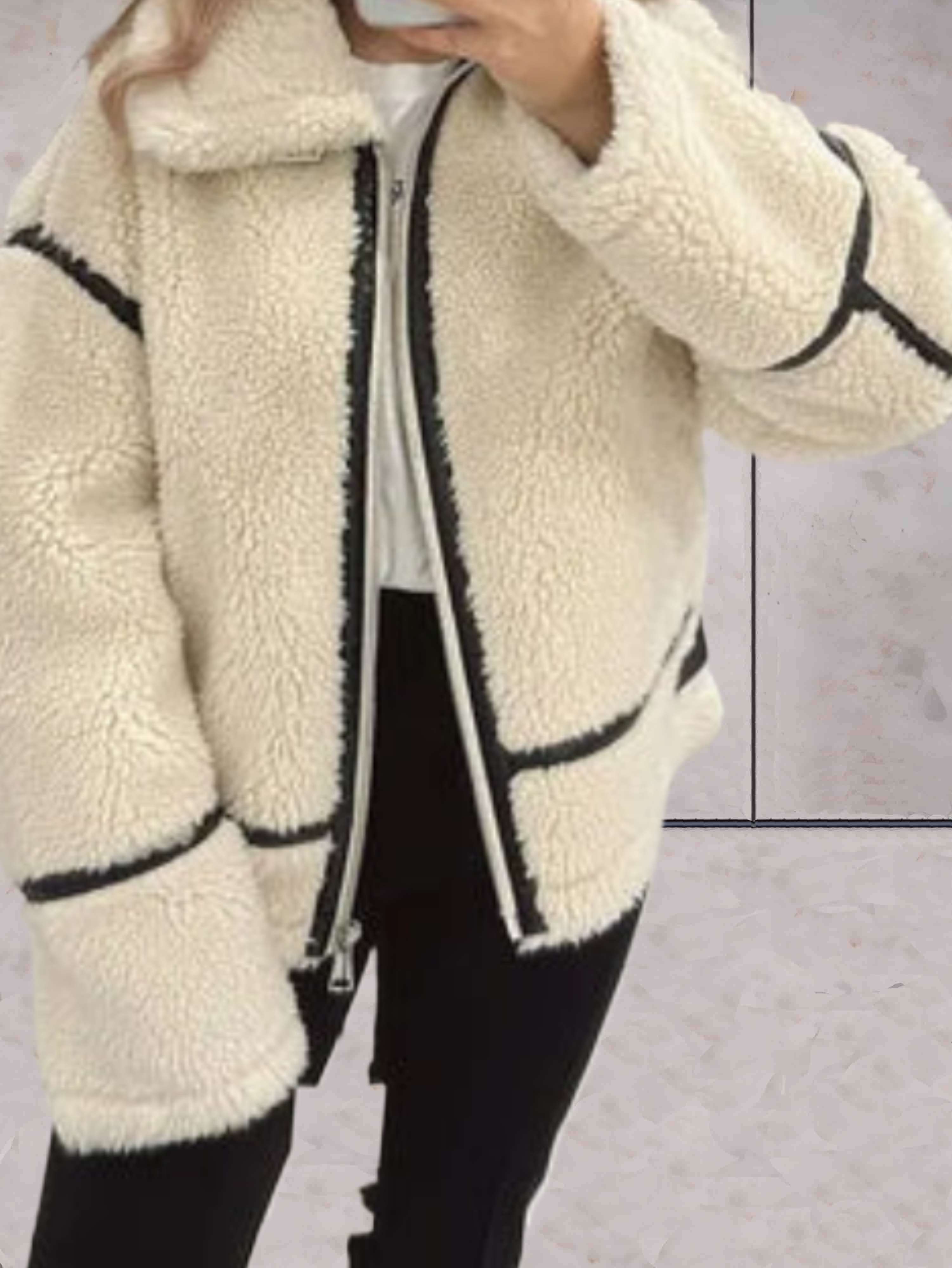 Oversized fleecejack met rits voor dames 0
