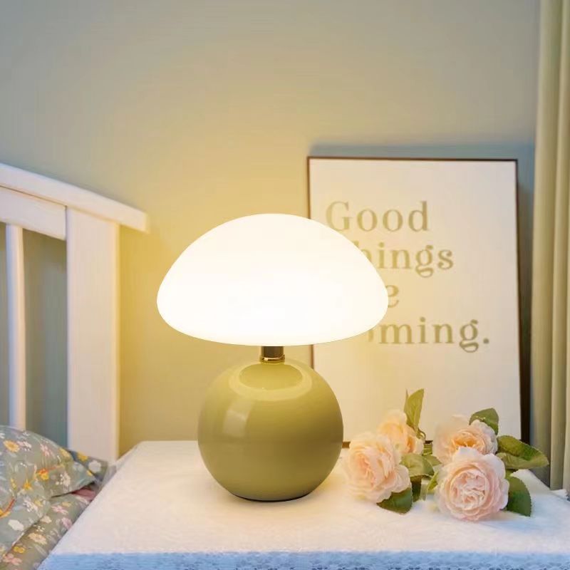 Franse Crème Paddenstoel Lamp Keramiek LED Sfeerverlichting Bauhaus Stijl Tafellamp Met Instelbare Kleuren