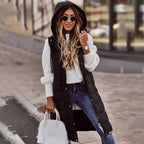 Damesvest Gewatteerde Beige Knielange Met Ritssluiting - Winterjas Dames