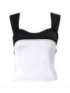 Patchwork satijnen tanktop met rugband 6