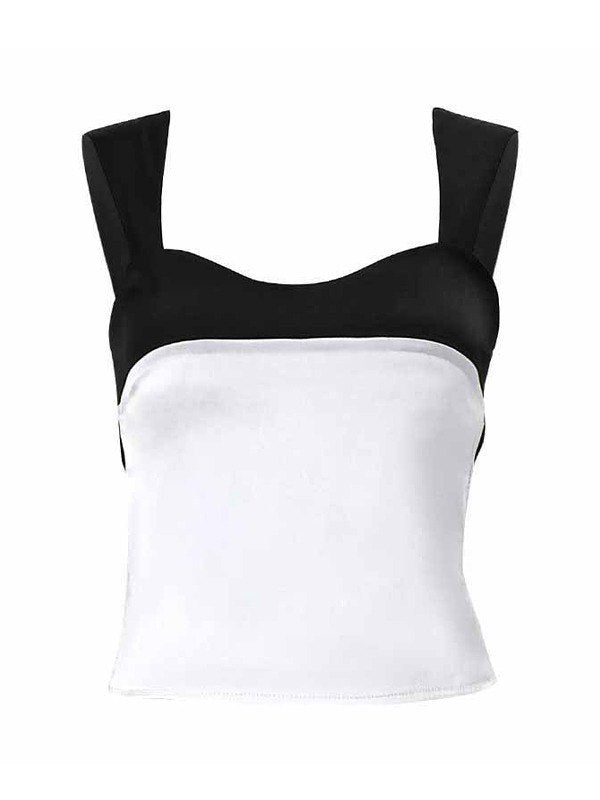 Patchwork satijnen tanktop met rugband 6