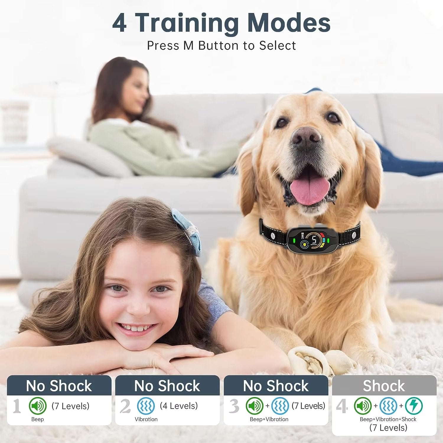 Anti-Bark Hondenhalsband met Slimme Bescherming en Meerdere Niveaus van Gevoeligheid