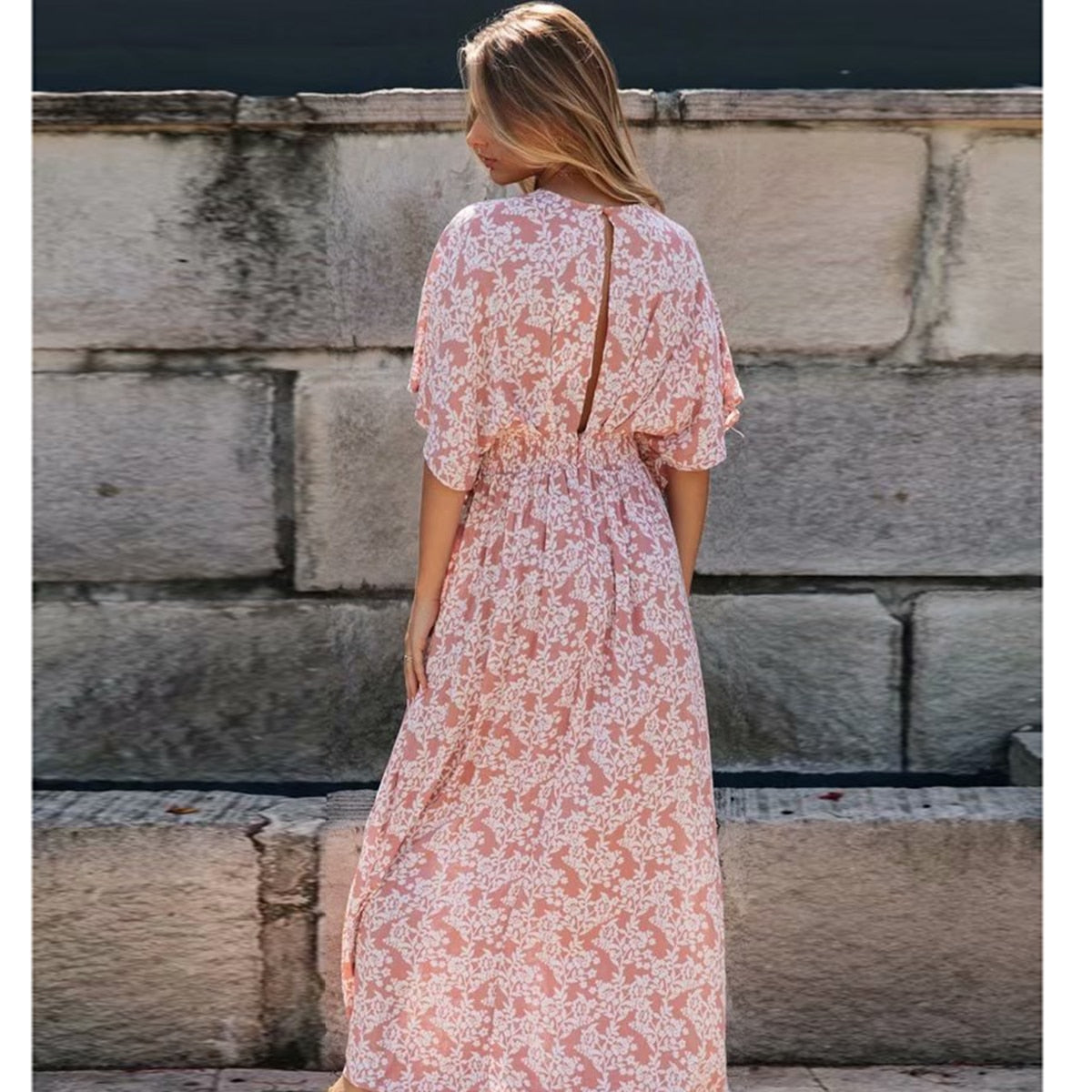 Poederroze Bohemian splitjurk 3