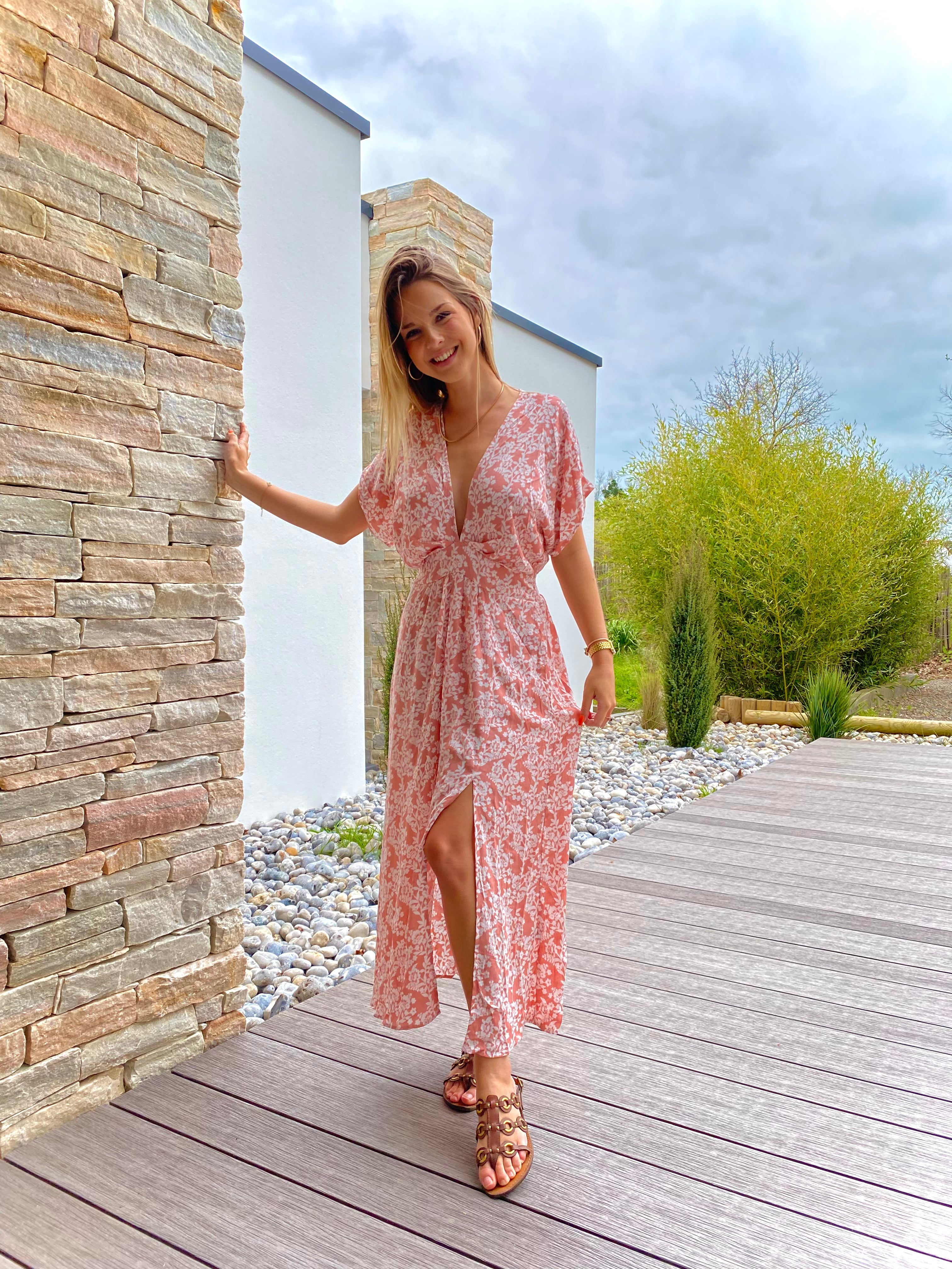 Poederroze Bohemian splitjurk 4