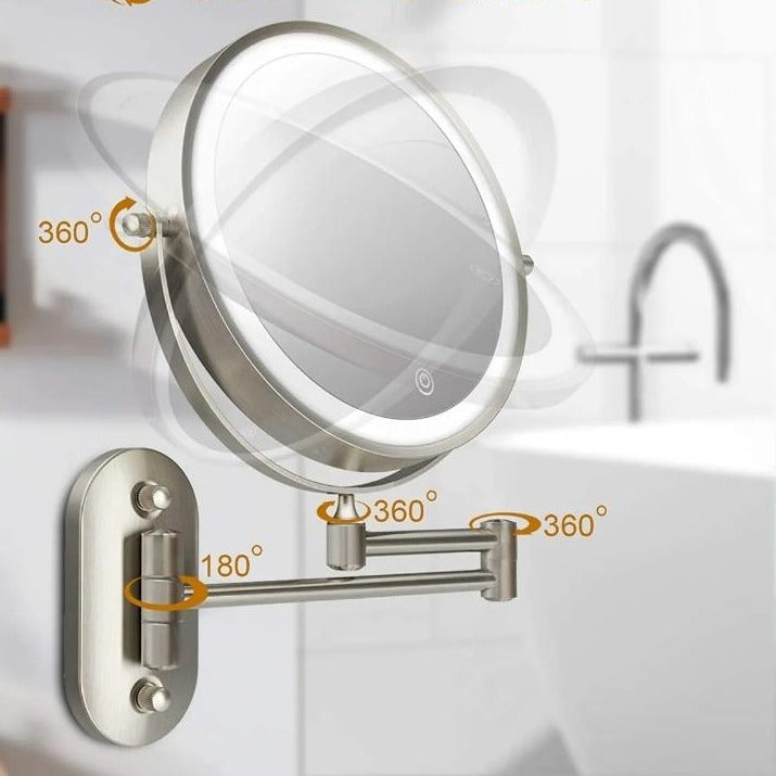 Chroomzilver Oplaadbare LED-vergrotende spiegel voor make-up en badkamer-6