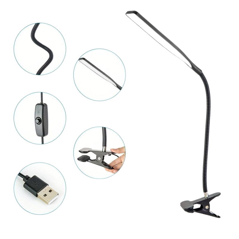ClipoGlow - LED-Bureaulamp met Zwanenhals en Klem