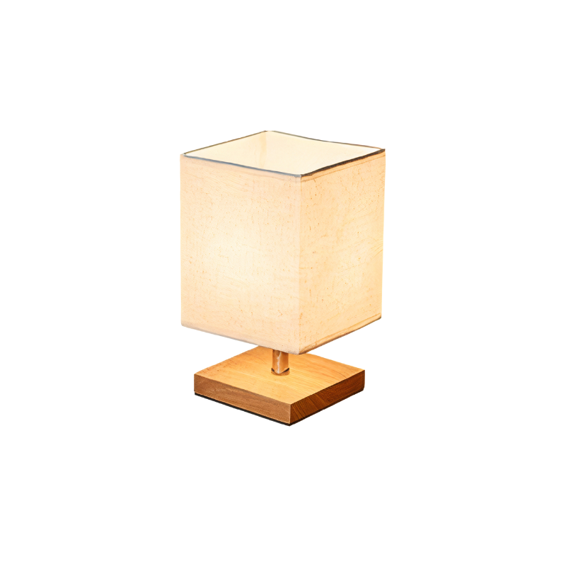 LinnenHout - Minimalistische Tafellamp van Hout en Linnen