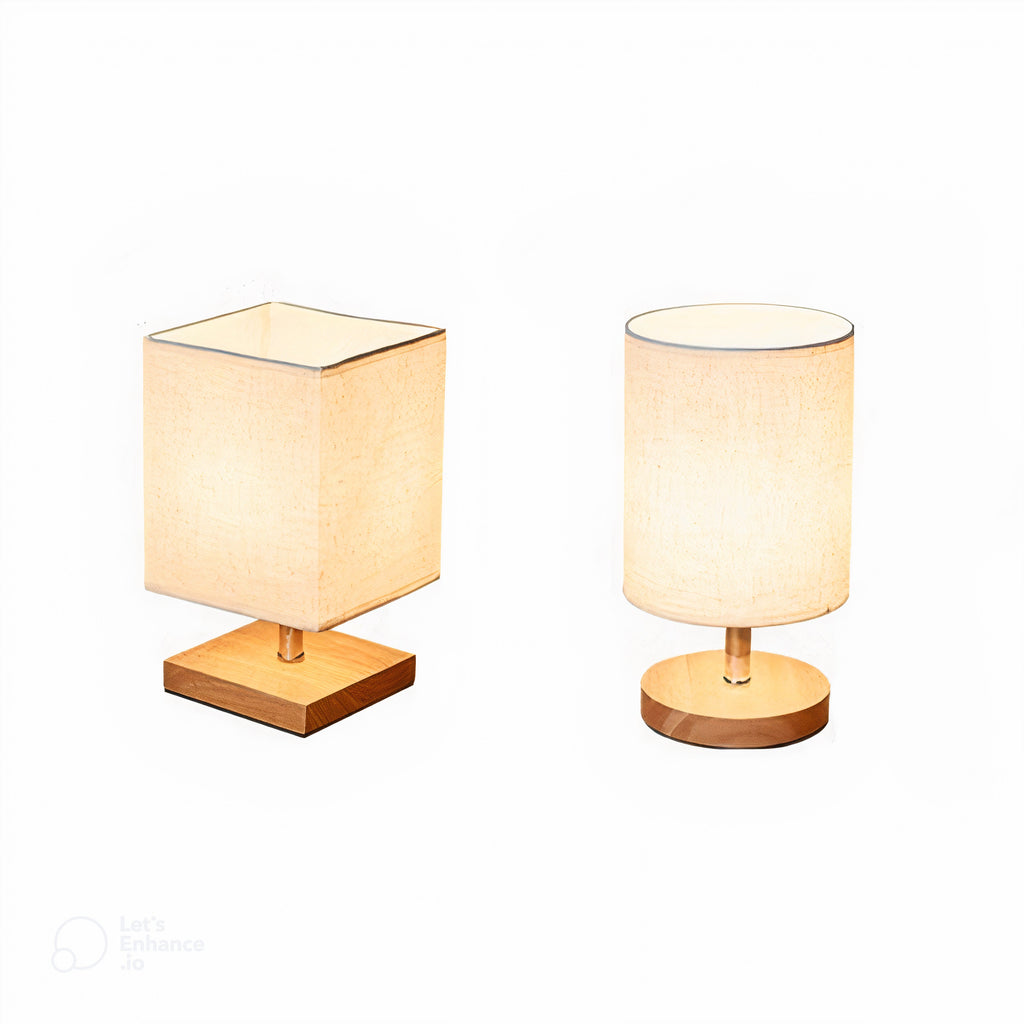 LinnenHout - Minimalistische Tafellamp van Hout en Linnen