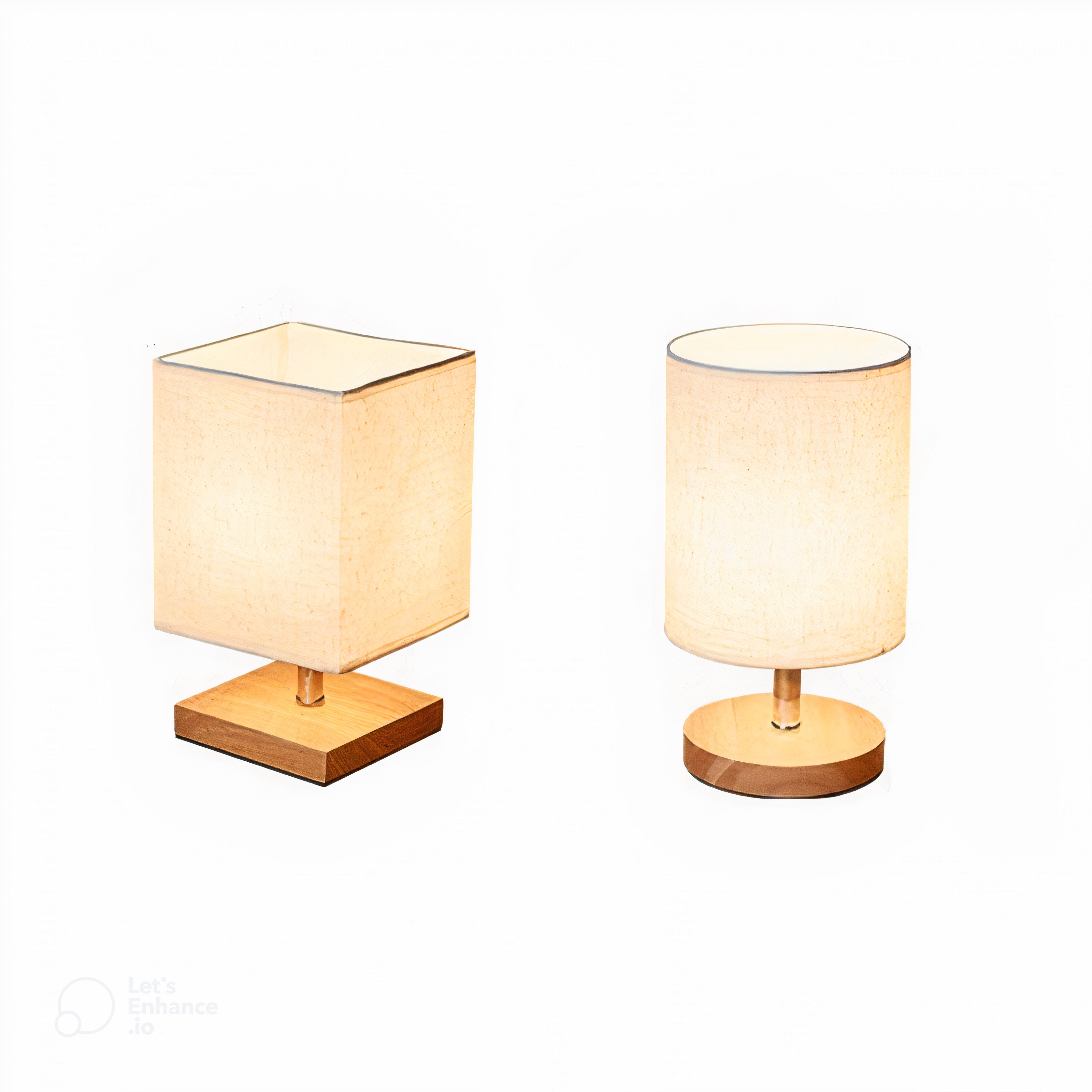 LinnenHout - Minimalistische Tafellamp van Hout en Linnen