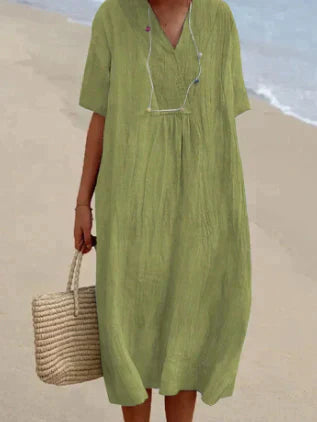 Relaxed Fit-jurk voor dames - V-hals - Korte mouwen - Lichtgewicht, ademend materiaal 1