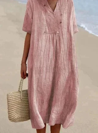 Relaxed Fit-jurk voor dames - V-hals - Korte mouwen - Lichtgewicht, ademend materiaal 5