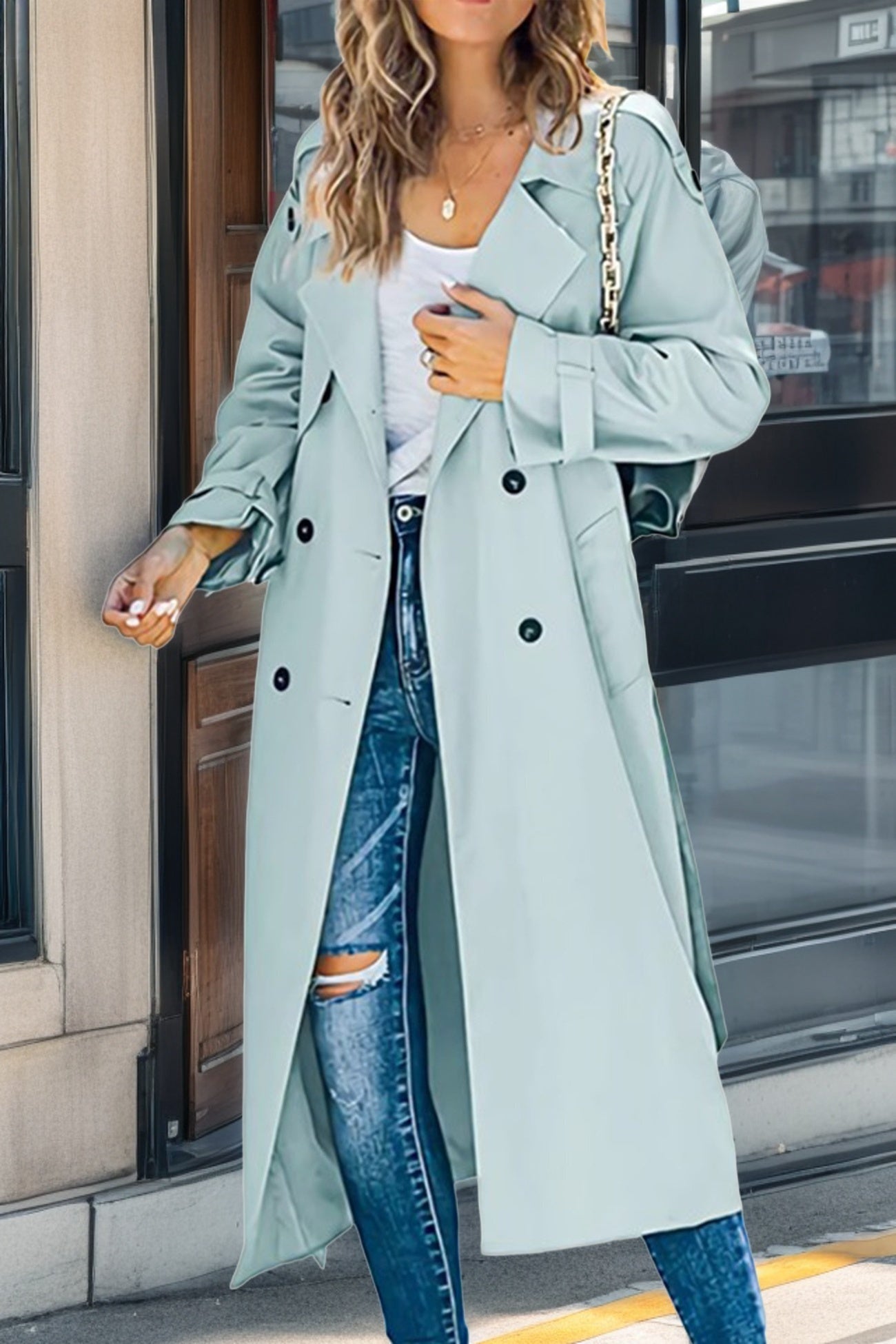 Trenchcoat Dames Reversibel Met Ceintuur Ademend Mengsel