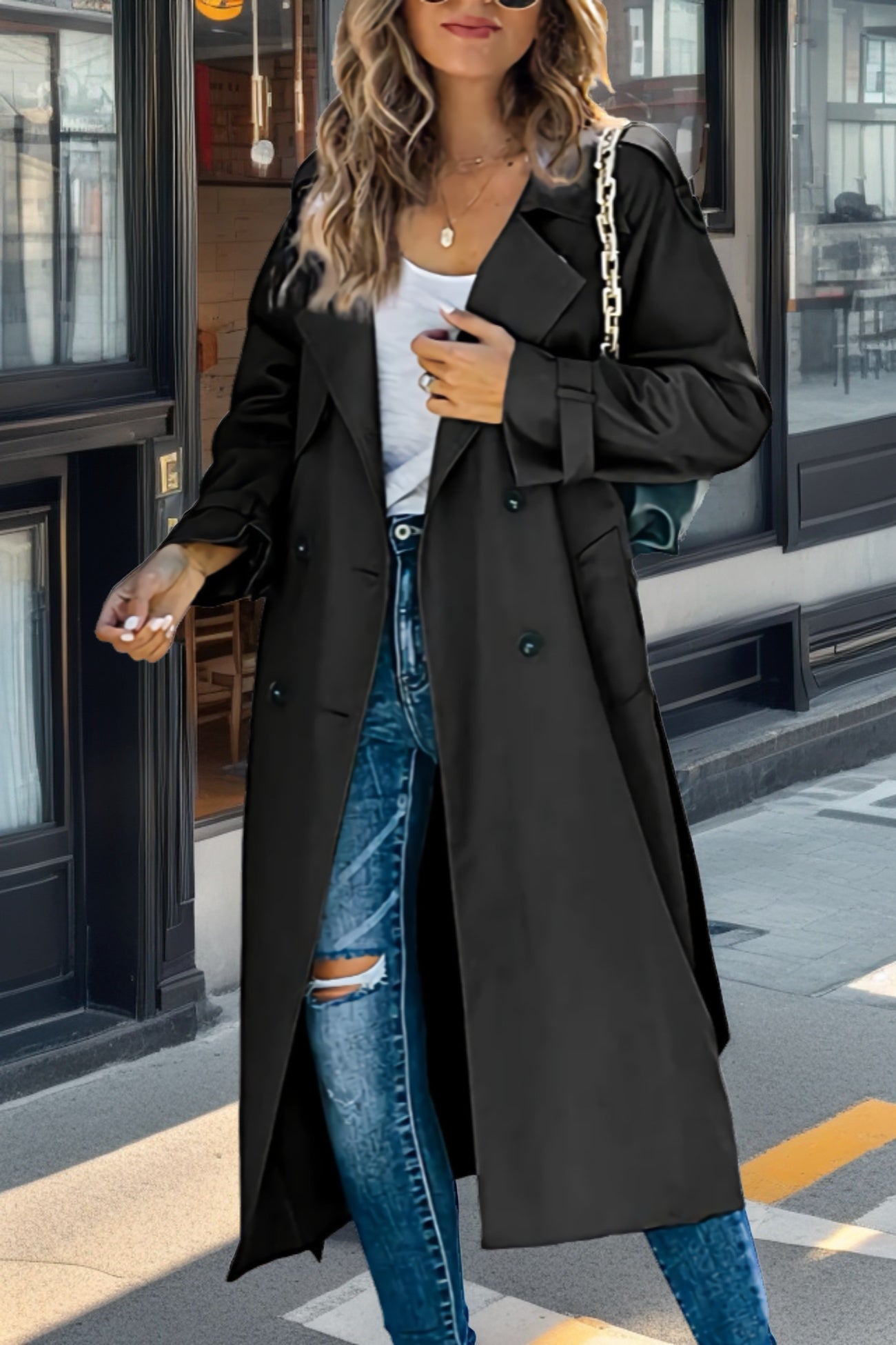 Trenchcoat Dames Reversibel Met Ceintuur Ademend Mengsel